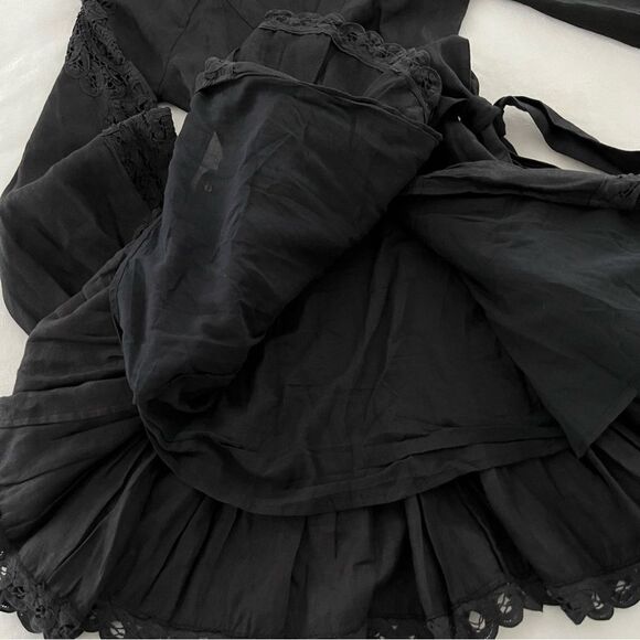 Free People x Maia Bergman Mika Linen Wrap Mini Dress in Black, Size XS NWOT - Picture 11 of 14